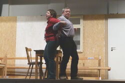 Foto: Theaterprobe mit Elke Rachut und Bernd Schellhaas