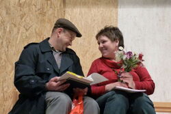 Foto: Theaterprobe mit Jürgen Wittmann und Elke Rachut